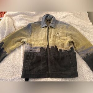 Forever 21 Gray and Yellow Cityscape Sweater